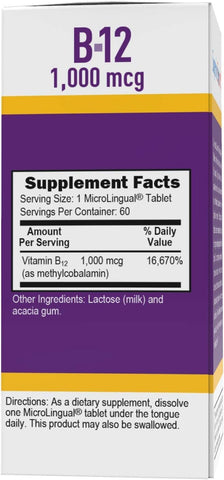 Superior Source Vitamin B12 1,000 mcg, Fast Dissolving, Non-GMO, Gluten-Free - 60 Tablets