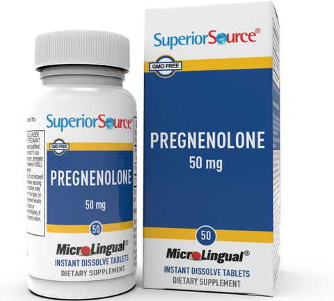 Superior Source Pregnenolone 50 mg MicroLingual Tablets – Quick Dissolve for Memory, Immune Support & Hormone Balance, 50 Count