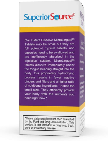 Superior Source Methylfolate 5-MTHF 1000 mcg, Quick Dissolve MicroLingual Tablets, 60 Ct, Non-GMO, Gluten-Free