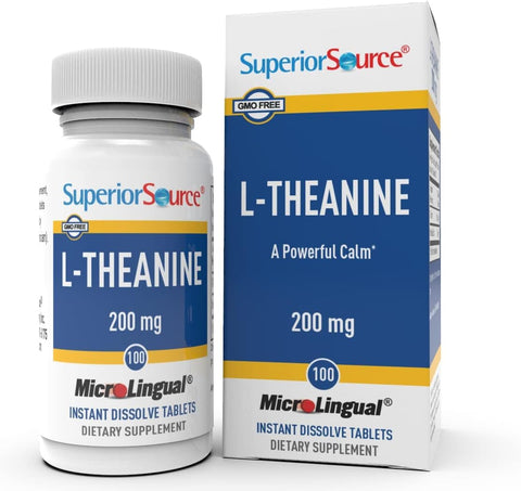 Superior Source L-Theanine 200 mg, 100 Ct, Instant Dissolve Sleep Support Tablets