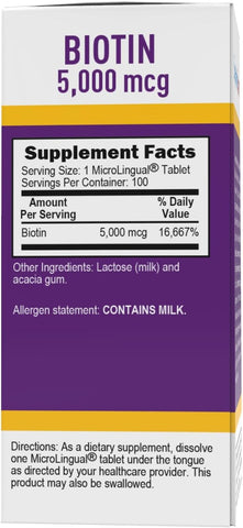 Superior Source Biotin 10,000 mcg - Quick Dissolve Tablets for Hair, Skin & Nail Health, Non-GMO, 60 Count