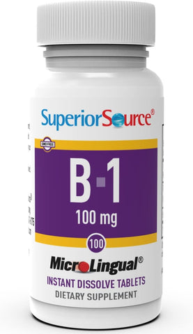 Superior Source Vitamin B1 (Thiamin), 100 mg, Under The Tongue Quick Dissolve MicroLingual Tablets, 100 Count, Increased Metabolism and Energy Production, Nervous System Support