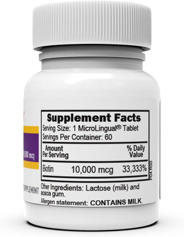 Superior Source Biotin 10,000 mcg MicroLingual Tablets, Quick Dissolve for Hair, Skin & Nails Support, 60 Count