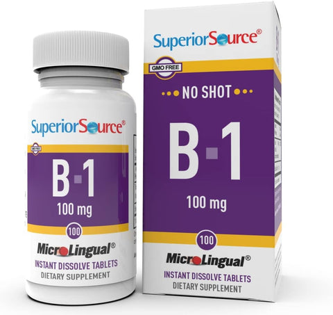 Superior Source Vitamin B1 (Thiamin), 100 mg, Under The Tongue Quick Dissolve MicroLingual Tablets, 100 Count, Increased Metabolism and Energy Production, Nervous System Support