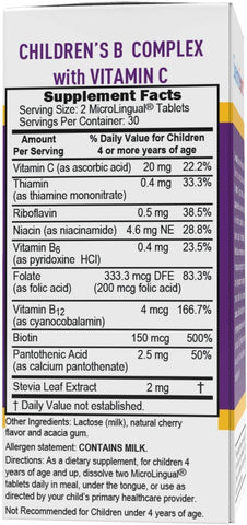 Superior Source Child B-Complex Vitamins - 60 Dissolvable Tablets for Energy, Immune Support & Heart Health, Gluten-Free