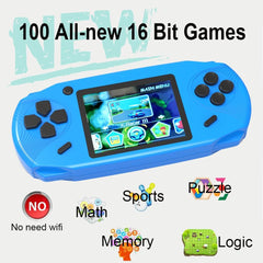 16 Bit Handheld Games for Kids Adults 3.0'' Large Screen Preloaded 100 HD Classic Retro Video Games USB Rechargeable Seniors Electronic Game Player Birthday Xmas Present (Blue)