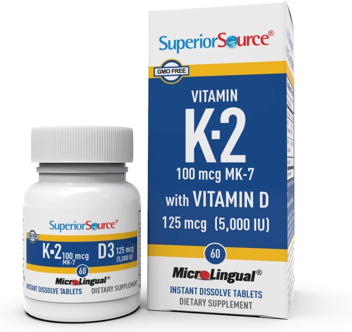 Superior Source K2 (MK-7) 100 mcg with D3 (5000 IU) Supplement