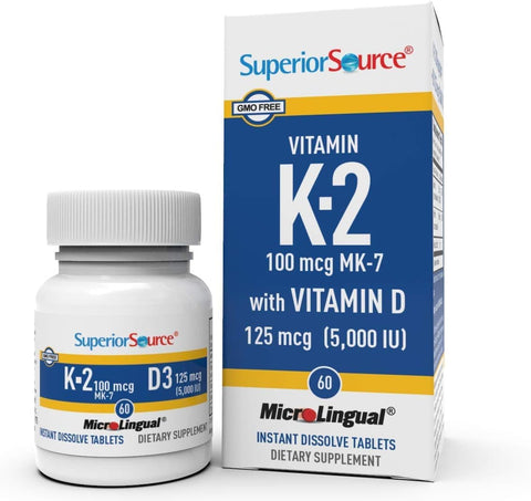 Superior Source K2 (MK-7) 100 mcg with D3 (5000 IU) Supplement