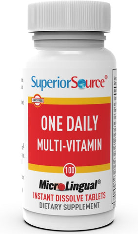 Superior Source One Daily Multi-Vitamin, Quick Dissolve MicroLingual Tablets, 100 Ct | Vitamins A, C, D3, E, B12 & B Complex | Stress, Heart & Immune Support | Non-GMO, Gluten-Free, Made in USA