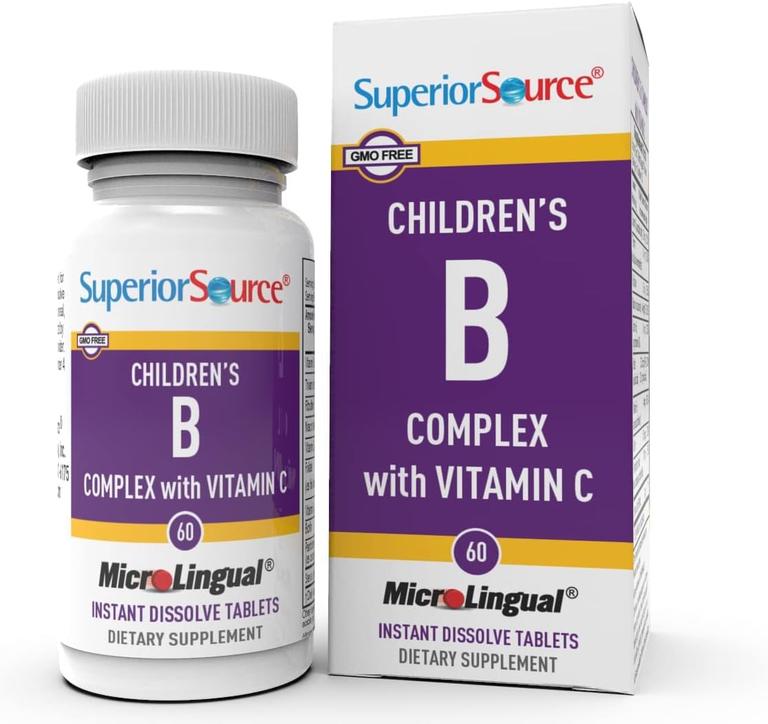 Superior Source Child B-Complex Vitamins - 60 Dissolvable Tablets for Energy, Immune Support & Heart Health, Gluten-Free