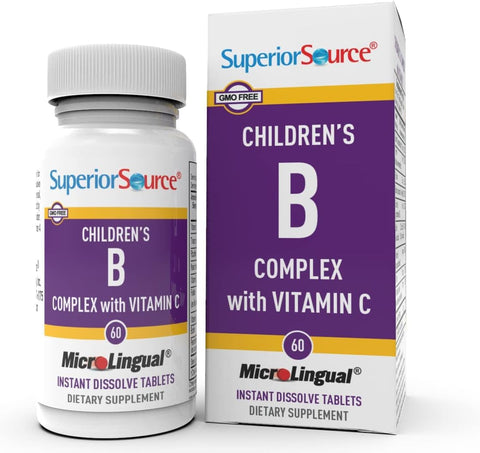 Superior Source Child B-Complex Vitamins - 60 Dissolvable Tablets for Energy, Immune Support & Heart Health, Gluten-Free
