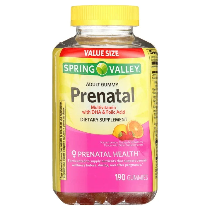 Spring Valley Prenatal Multivitamin Gummies with DHA and Folic Acid, 190 Count