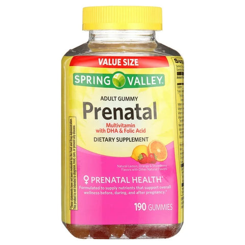 Spring Valley Prenatal Multivitamin Gummies with DHA and Folic Acid, 190 Count
