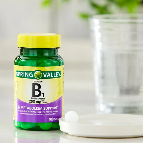 Spring Valley Vitamin B1 Tablets Dietary Supplement, 250 mg, 100 Count