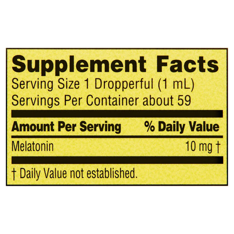 Spring Valley Liquid Melatonin 10mg, 2 fl oz – Sleep Support, Gluten-Free, Kosher, No Artificial Colors or Flavors