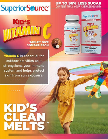 Superior Source Kid’s Vitamin C 125mg, Clean Melts, Quick Dissolve Tablets, Immune Support, Non-GMO, 90 Ct, Orange