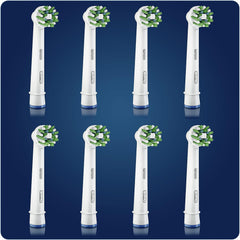 Oral-B Cross Action Electric Toothbrush Head with CleanMaximiser Technology, Angled Bristles for Deeper Plaque Removal, Pack of 8 Toothbrush Heads, Suitable for Mailbox, White