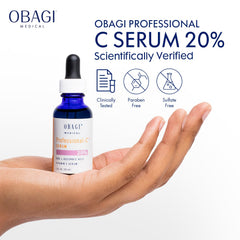 Obagi Professional C Serum 20%, Vitamin C Facial Serum with Concentrated 20% L Ascorbic Acid for Normal to Oily Skin, 1.0 Fl Oz