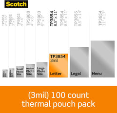 Scotch Thermal Laminating Pouches, For Use With Thermal Laminators, 8.9 x 11.4 Inches, Letter Size Sheets, 100 Count(Pack of 1)