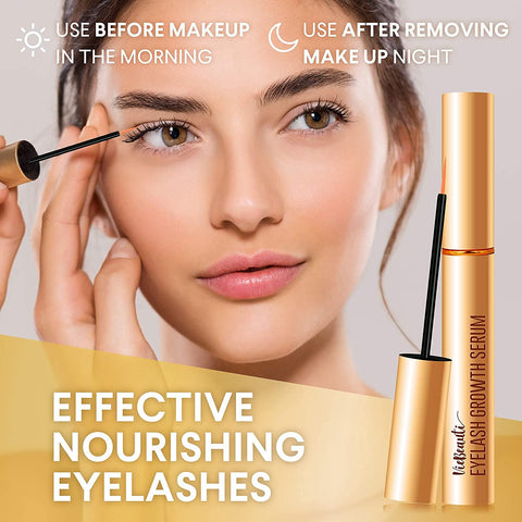 VieBeauti Premium Eyelash Serum and Eyebrow Enhancement Formula, Boosts Lash for Thicker, Fuller Looking Lashes and Eyebrows (3ML) | Gold Packaging, 0.1 Fl. Oz.