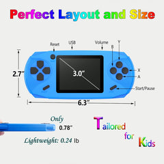 16 Bit Handheld Games for Kids Adults 3.0'' Large Screen Preloaded 100 HD Classic Retro Video Games USB Rechargeable Seniors Electronic Game Player Birthday Xmas Present (Blue)