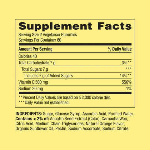 Spring Valley Extra Strength Vitamin C Gummies, 500 mg, 120 Ct | Immune Support