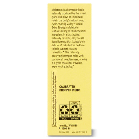 Spring Valley Liquid Melatonin 10mg, 2 fl oz – Sleep Support, Gluten-Free, Kosher, No Artificial Colors or Flavors
