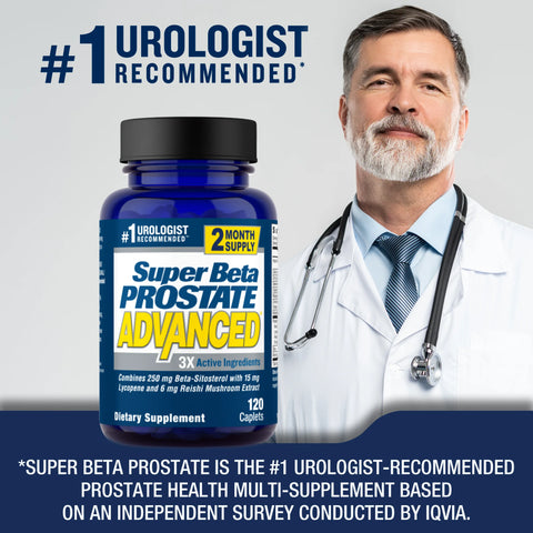 Super Beta Prostate Advanced Male Supplement with Beta-Sitosterol – 120 Caplets, 60 Servings
