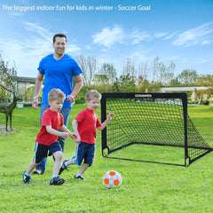 Kids Soccer Goals for Backyard Set, Portable Soccer Training Equipment, Foldable Pop Up Soccer Net with 10 Soccer Cones, Agility Ladder & Carry Bag, 2 of 4' x 3' for 1-15 Years Kid & Youth Ideal Gift