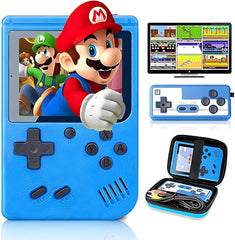 Retro Handheld Game Console with 400 Classical FC Games-3.0 Inches Screen Portable Video Game Consoles with Protective Shell-Handheld Video Games Support for Connecting TV & Two Players (Blue)