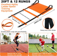 Kids Soccer Goals for Backyard Set, Portable Soccer Training Equipment, Foldable Pop Up Soccer Net with 10 Soccer Cones, Agility Ladder & Carry Bag, 2 of 4' x 3' for 1-15 Years Kid & Youth Ideal Gift