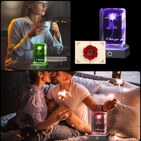 PODOI 3D Rose Crystal  Valentines Day Gift | Birthday Gifts for Girlfriend