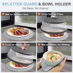 10 Inch Microwave Food Cover & Collapsible Silicone Mat - Splatter Guard, Plate Holder & Kitchen Colander for Meal Prep, Charcoal Visit the LekDrok Store