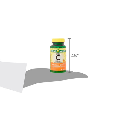 Spring Valley Vitamin C Chewable Tablets, Orange Flavor, 500 mg, 60 Count
