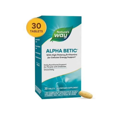 Nature's Way Alpha Betic Diabetic Multivitamin with B-Vitamins, 30 Tablets - Gluten-Free, Unisex Support