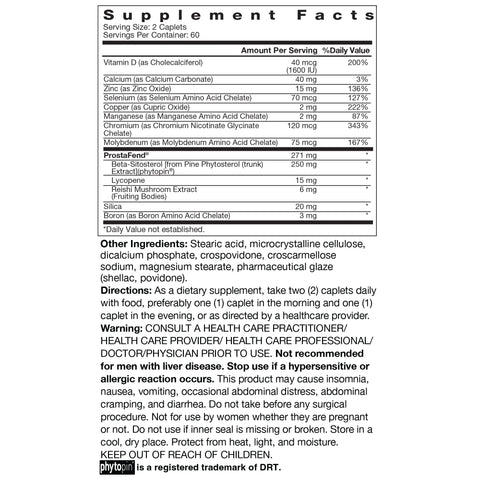 Super Beta Prostate Advanced Male Supplement with Beta-Sitosterol – 120 Caplets, 60 Servings