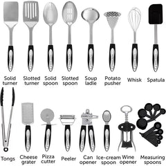 Home Hero - Kitchen Utensils - Cooking Utensils Set - Nonstick Cookware Set - Dishwasher safe - 41 Pcs, Silver