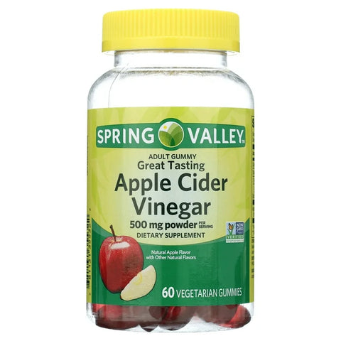 Spring Valley Non-GMO Dietary Supplement Gummies, Apple Cider Vinegar, 500 mg, 60 Count