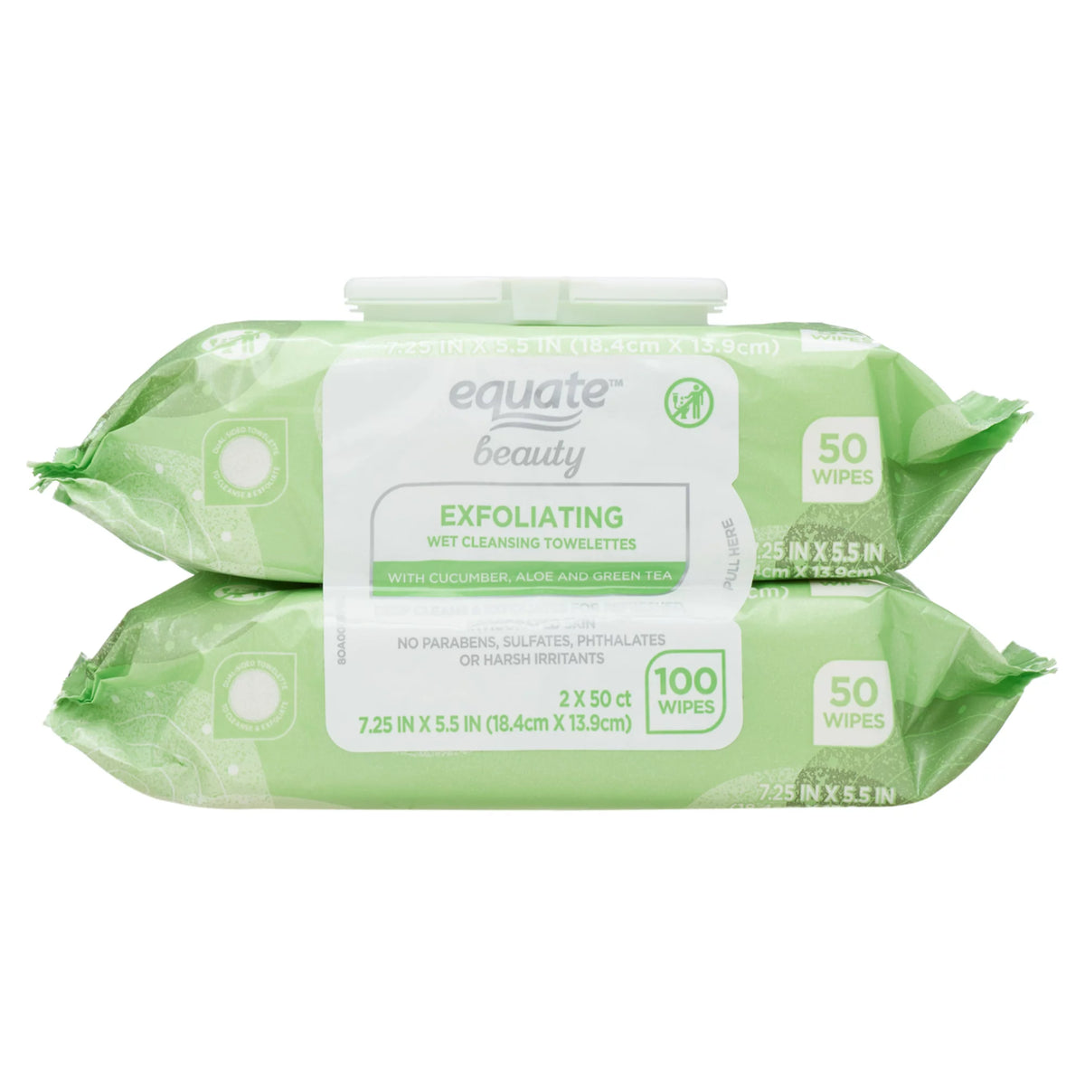 Equate Beauty Exfoliating Wet Cleansing Make up Remover Facial Wipe 2 pack