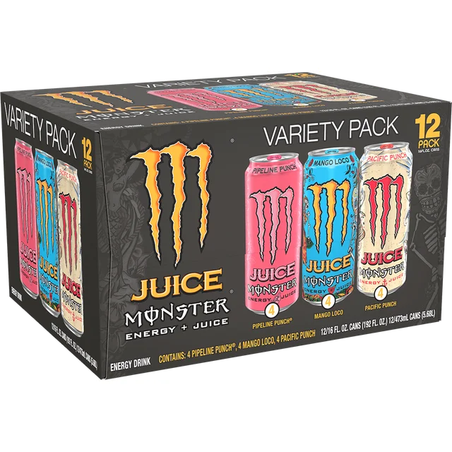 Juice Monster VP, Mango Loco, Pipeline Punch, Pacific Punch, 16 fl oz, 12 Pack