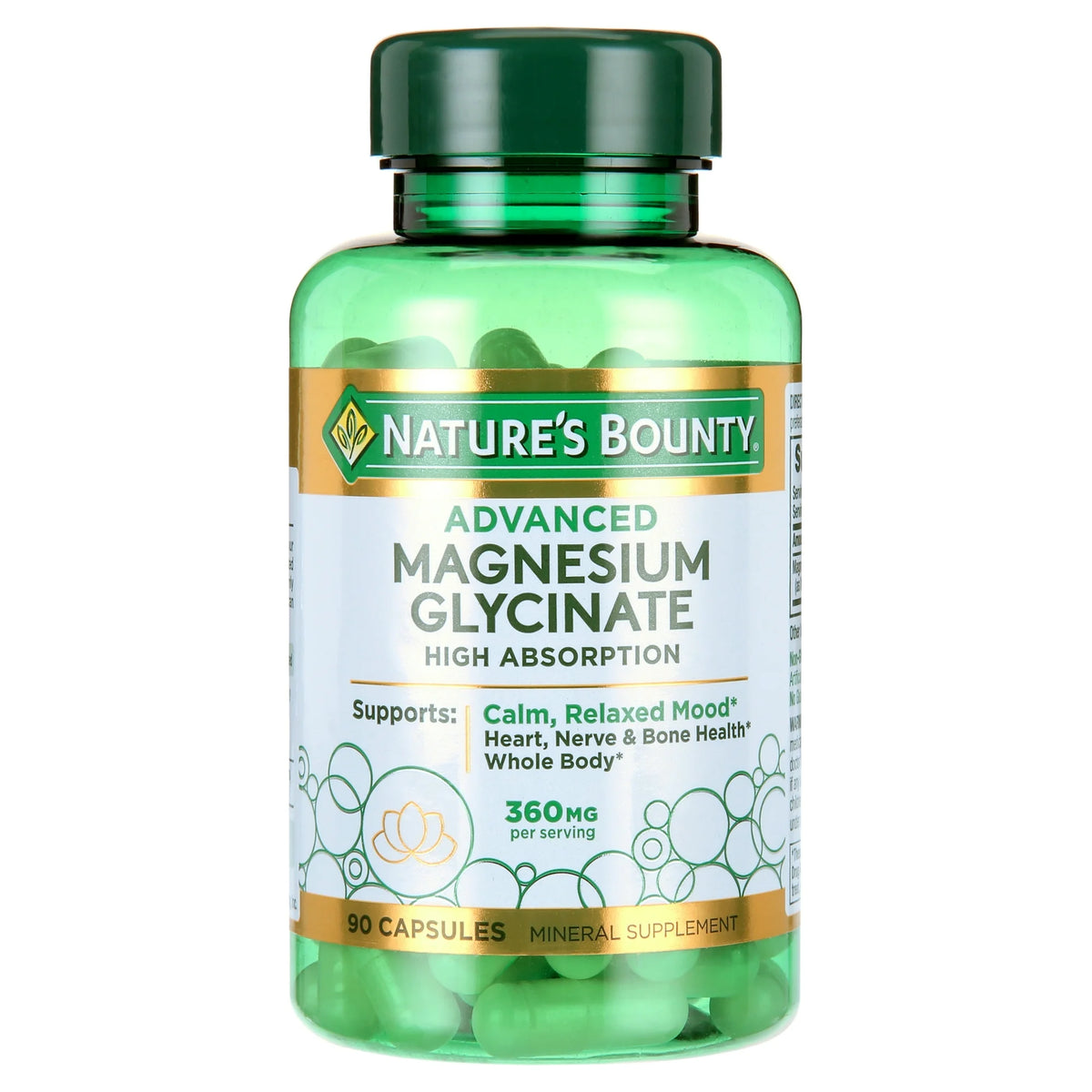 Nature’s Bounty Advanced Magnesium Glycinate Supplement, 360mg, 90 Ct
