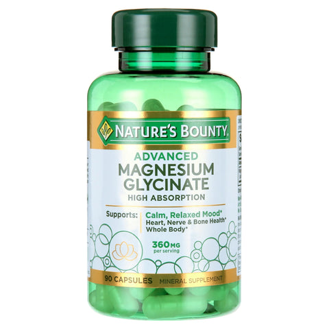 Nature’s Bounty Advanced Magnesium Glycinate Supplement, 360mg, 90 Ct