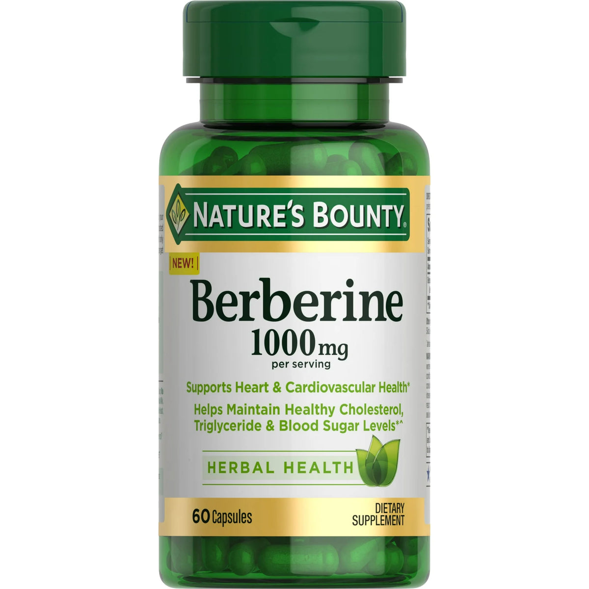 Nature’s Bounty Berberine 1000mg Supplement for Heart, Cholesterol & Blood Sugar Support – 60 Capsules