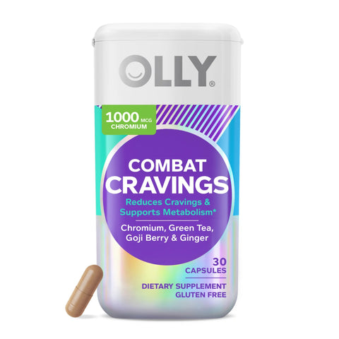 OLLY Combat Cravings, Metabolism Support Supplement with Chromium & Green Tea Extract, 30 Capsules