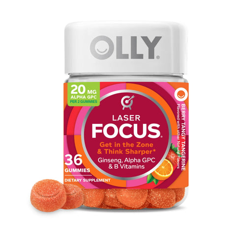 OLLY Laser Focus Gummy – Cognitive Support Supplement – Berry Tangerine – 36 Ct