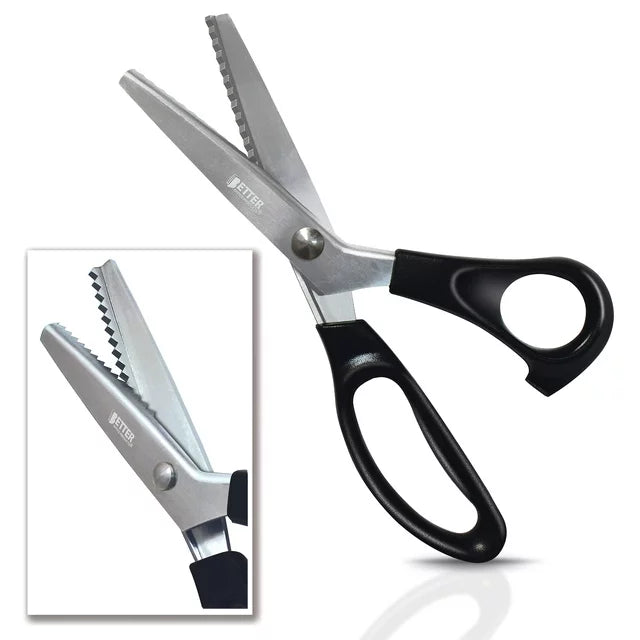 Professional Pinking Shears, 9" Stainless Steel Fabric Pinking Shears, by Better Office Products, Dressmaking Scissors, Zig Zag Cut Scissors, Serrated Blades for Decorative Patterns