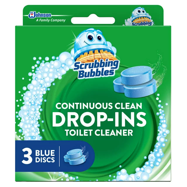 Scrubbing Bubbles Continuous Clean Drop-Ins - One Toilet Bowl Cleaner Tablet Lasts Up to 4 Weeks, 3 Blue Discs, 4.23 oz