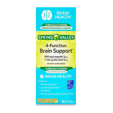 Spring Valley 4-Function Brain Support Dietary Supplement, 60 Softgels