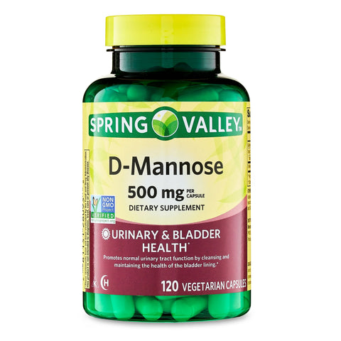 Spring Valley D-Mannose 500 mg, 120 Veg Capsules – Urinary and Bladder Health Support