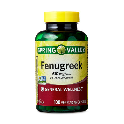 Spring Valley Fenugreek General Wellness Dietary Supplement, 610 mg, 100 Vegetarian Capsules